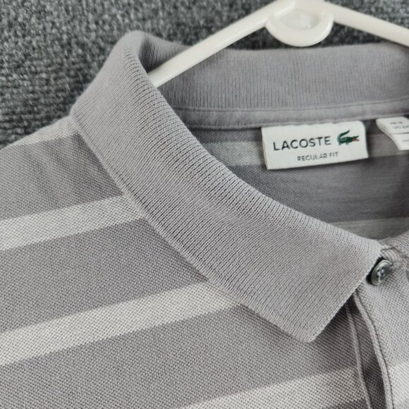 Lacoste Striped Gray Size 3XL (8) Polo Shirt Regular Fit Short Sleeve Peru - Picture 6 of 16